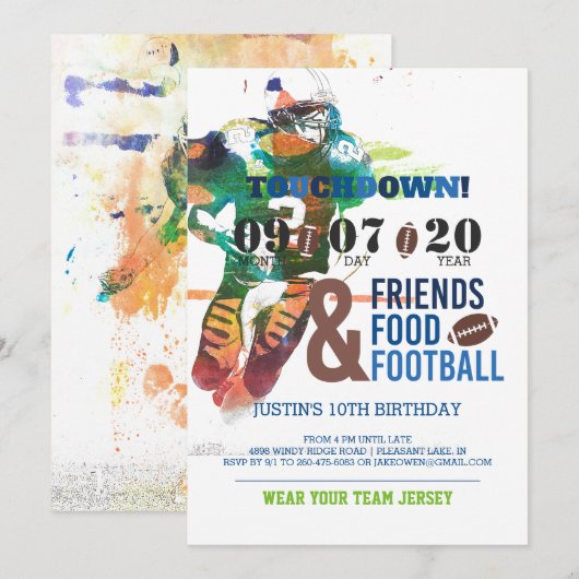 Football Thème Anniversaire Invitation (Devant / Derrière)