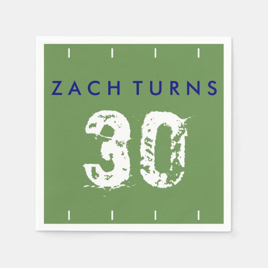 Football Theme Birthday Napkins - Green Blue Servet (Voorkant)