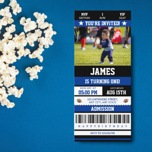 Football Ticket 1st Birthday Party foto Kaart
