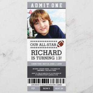 Football Ticket Birthday Invites Kaart