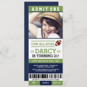 Football Ticket Birthday Invites Kaart (Voorkant / Achterkant)