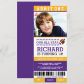 Football Ticket Birthday Invites Kaart (Voorkant / Achterkant)