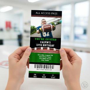 Football Ticket Birthday Uitnodiging