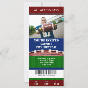 Football Ticket Birthday Uitnodiging
