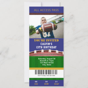 Football Ticket Birthday Uitnodiging