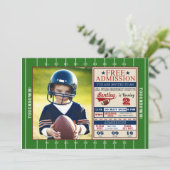Football Ticket Photo Birthday Invitation Kaart (Staand voorkant)