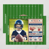 Football Ticket Photo Birthday Invitation Kaart (Voorkant / Achterkant)