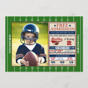 Football Ticket Photo Birthday Invitation Kaart