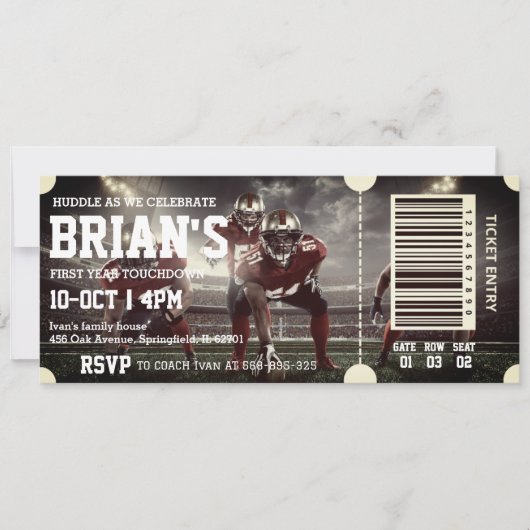 football ticket verjaardagsuitnodiging kaart (Voorkant)