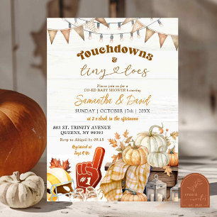 Football Touchdown en Tiny Toes Co-Ed Baby shower Kaart