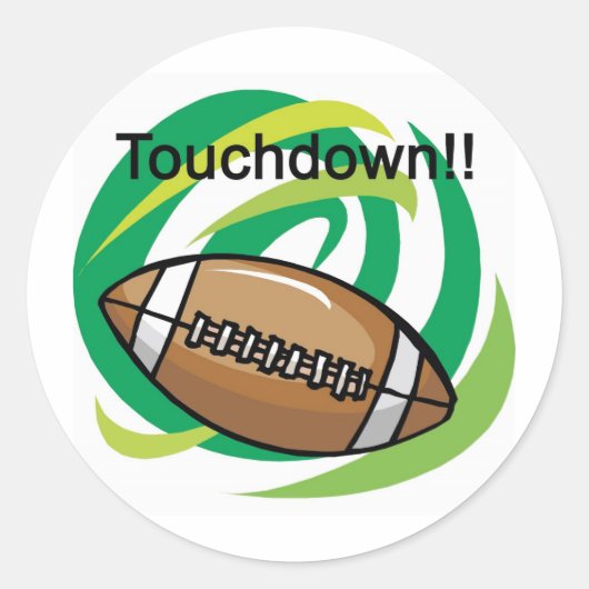 Football, Touchdown Ronde Sticker (Voorkant)
