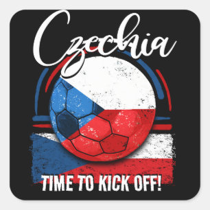 Football Tsjechische vlag, Europees voetbal Vierkante Sticker