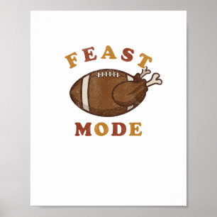 Football Turkije Feast Mode Thanksgiving Retro Vin Poster