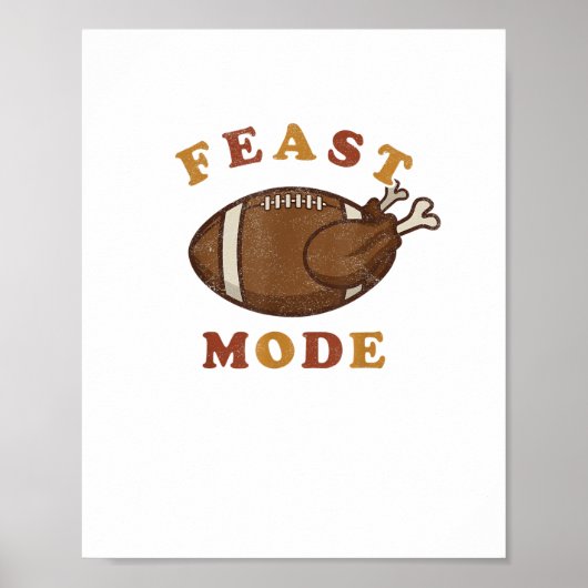Football Turkije Feast Mode Thanksgiving Retro Vin Poster (Voorkant)