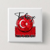 Football Türkiye Vlag, noodlijdend Voetbal Vierkante Button 5,1 Cm (Voorkant)