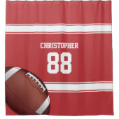 Football van Rode en Witte Stripes Jersey Douchegordijn (Voorkant)