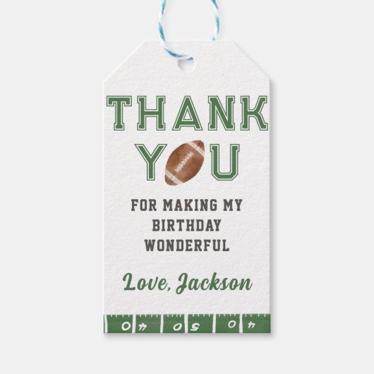 Football Verjaardag Dank u Cadeaulabel (Voorkant)
