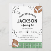 Football verjaardagsuitnodiging, eerste jaar naar  kaart (Voorkant)