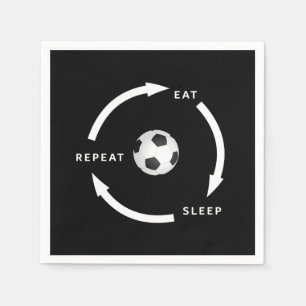 Football Voetbal Eat Sleep Slaap Herhaal Sportpoor Servet