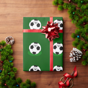 Football, Voetbal met naam en nummer Cadeaupapier