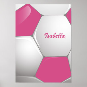  Football Voetbal Roze en Wit Poster