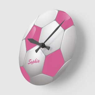 Football Voetbal Roze en Wit Ronde Klok