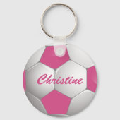  Football Voetbal Roze en Wit Sleutelhanger (Voorkant)