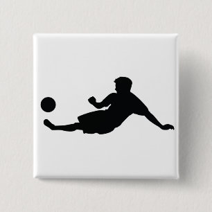 Football Voetbal Vierkante Button 5,1 Cm
