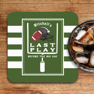 Football vrijgezellenfeest laatste spel voor grote vierkante kartonnen onderzetter