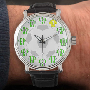 Football Watch - met Groene Striped Shirten Horloge