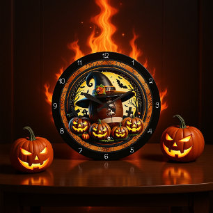 Football Witch Pet Halloween Grote Klok