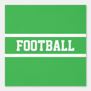 FOOTBALL Witte tekst Racing Stripes op Heldergroen Behang