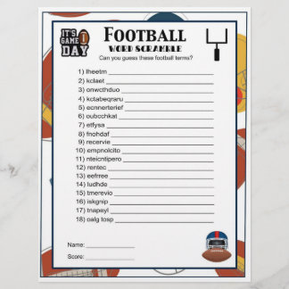 Football Word Scramble-Football Party spel voor Ki Briefhoofd