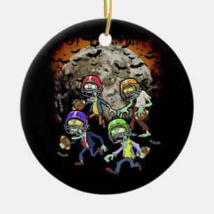 Football zombie speler Halloween Horror Football T Keramisch Ornament