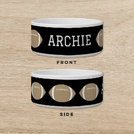 Football Zwart Goud Hondenkat Pet Voerbakje