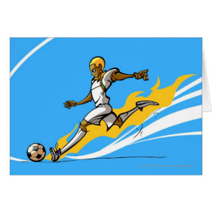 Footballeur donnant un coup de pied un ballon de