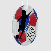 Footballeur rouge, bleu, noir et blanc de fille - (devant)