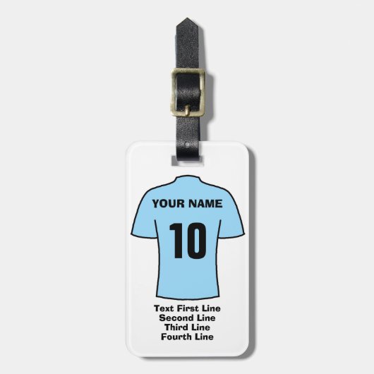 Footballs Bagagelabel - met Sky Blue Shirt (Voorkant verticaal)