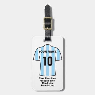 Footballs Bagagelabel - met Sky Blue Stripes