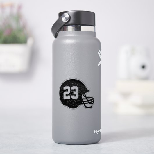 Footballs helm aangepast nummer zwart sticker (HydroFlask)