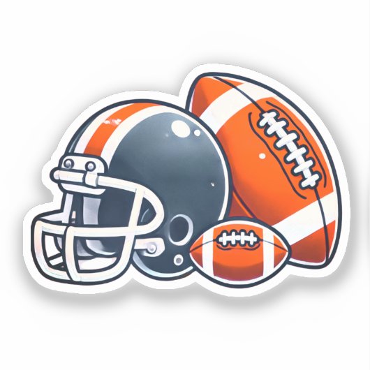 Footballs kogelhelm Cartoon Afbeelding Sticker (Voorkant)