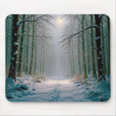 Footprints In a Snowy Forest Lit By Moonlight Muismat (Voorkant)