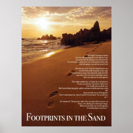 FootPrints in de zand Poster (Voorkant)