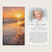 Footprints In The Sand Photo Funeral Prayer Card (Devant & derrière)