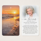 Footprints In The Sand Photo Funeral Prayer Card (Devant & derrière)