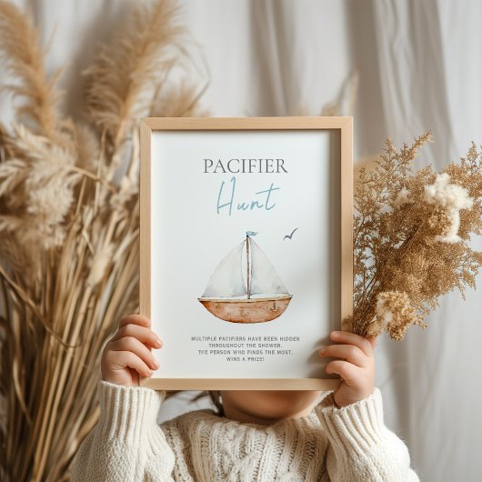 Fopspeen Hunt Nautisch Baby shower teken Poster