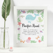 Fopspeen Hunt Onder het Zee Baby shower Game Schat Poster