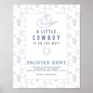 Fopspeen jacht Cowboy Baby shower spel Poster
