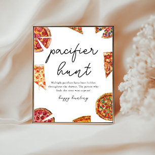 Fopspeen jacht Pizza baby shower spel Poster