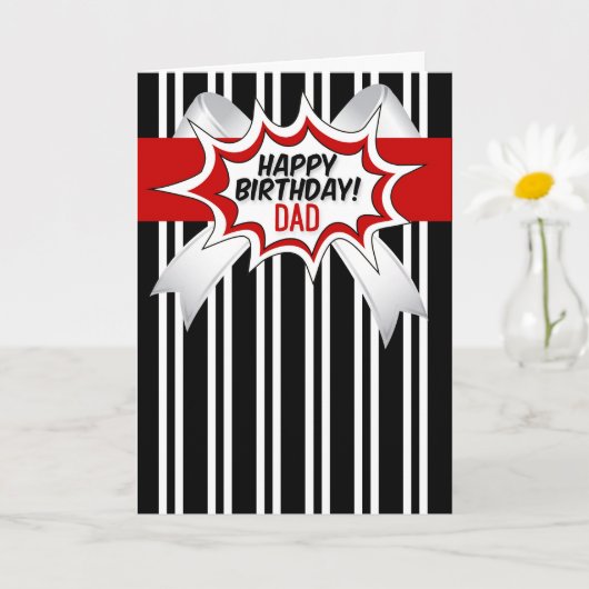 for Dad Birthday with Red Comic Book Style Kaart (Kleine Plant)